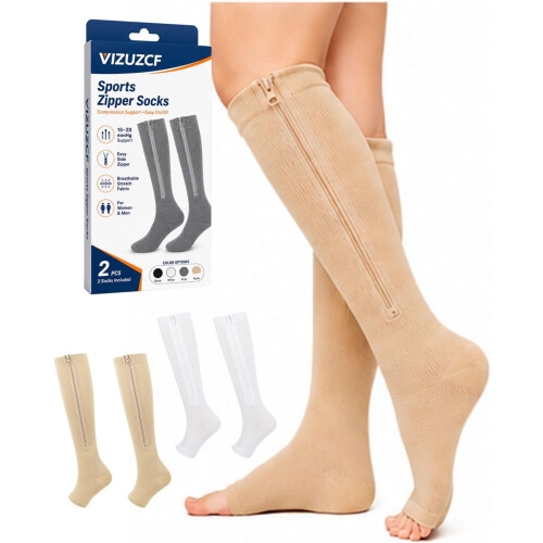 (Open Toe-2pcsi, XX-Large) Chaussettes compression, sport