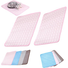 (Pink*2PC, S) Hunde Kühlmatte, Eisseide, Selbstkühlend, Waschbar, Faltbar, Extra Groß, Rosa, 1 Stk, M, Haustier