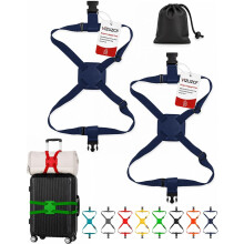 (Dark Blue, -) Kofferriem Bungee - 2 Stuks Verstelbare Reiskoffersriem