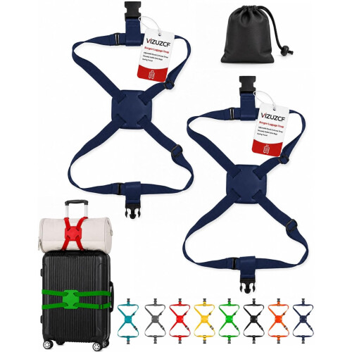 (Dark Blue, -) Sangle bagages, ajustable, 2 pièces
