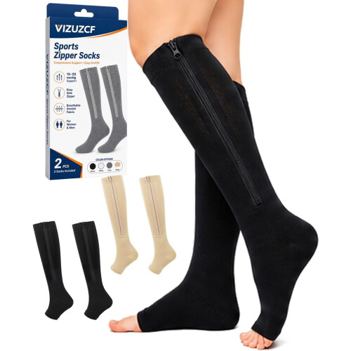 (Open Toe-2pcsf, XX-Large) Chaussettes compression, sport
