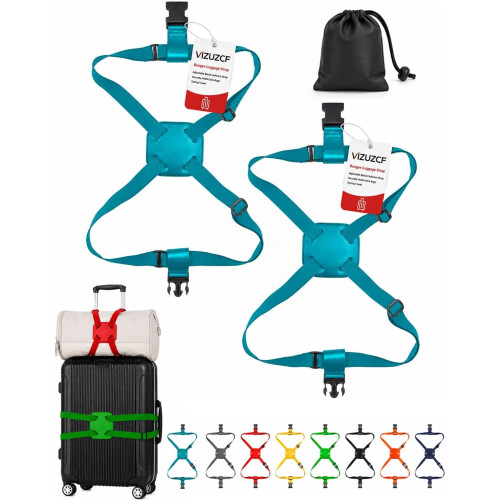 (Blue, -) Sangle bagages, ajustable, 2 pièces