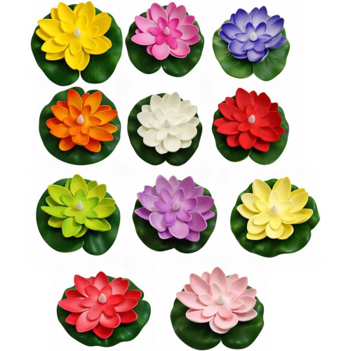(12PCS, -) Solar Lily Floating Pool Lights, Glowing Artificial Lotus Lantern