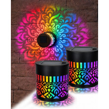 (Datura, 2pcs) Solar Mandala Wall Light, Colour Changing Waterproof Fence Projector