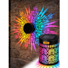 (Peony, 1pc) Solar Mandala Wall Light, Colour Changing Waterproof Fence Projector