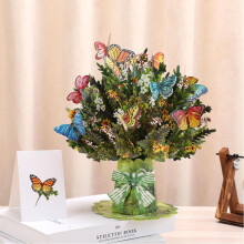 (Butterflies, -) Pop Up 3D-kukkakimppukortit, äitienpäivä-syntymäpäiväkortit