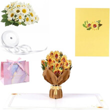 (Disassembled sunflowers, -) Pop Up 3D-kukkakimppukortit, äitienpäivä-syntymäpäiväkortit