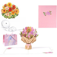 (Disassembled cherry blossoms, -) Pop Up 3D-kukkakimppukortit, äitienpäivä-syntymäpäiväkortit
