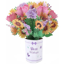(Sunflowers-B, -) Pop Up 3D-kukkakimppukortit, äitienpäivä-syntymäpäiväkortit