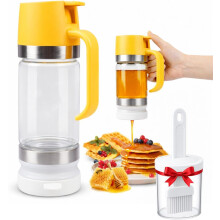 (yellow, -) Honigspender, Glas, Tropffrei, 12oz, Basis, Sirup, Pfannkuchen, Ahorn, Schwarz, Behälter