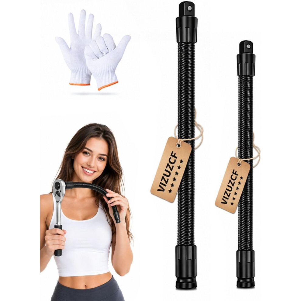 (9.8In+13.8In, -) Flexible Socket Extension Bar, 360 Flex Rod For Tight Spaces 5437706478799