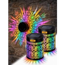 (color-Peony, -) Decorative Solar Mandala Lights, Metal Outdoor Fence Wall Lamp