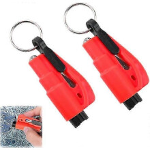 Car Safety Keychain with Window Breaker and Seat Belt Cutter for Modern Unisex Adults - Red