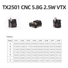 TX2501 5G/5.8G 2.5W VTX+5.8G Antenna 56CH FPV Video Transmitter Adjustable FPV VTX 9-26V for FPV Long Range RC Drone