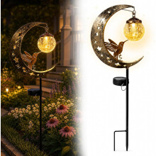 (1 PC, -) 2PCS Hummingbird Moon Solar Garden Stake Light, Crescent Outdoor Lamp