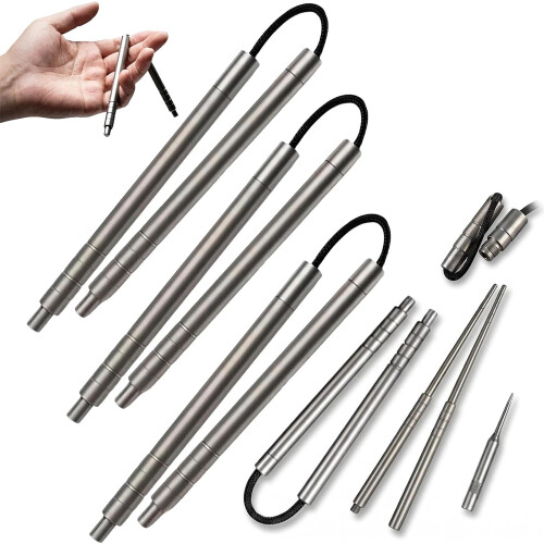(3PCS, -) 5-en-1 baguettes titane, EDC, camping