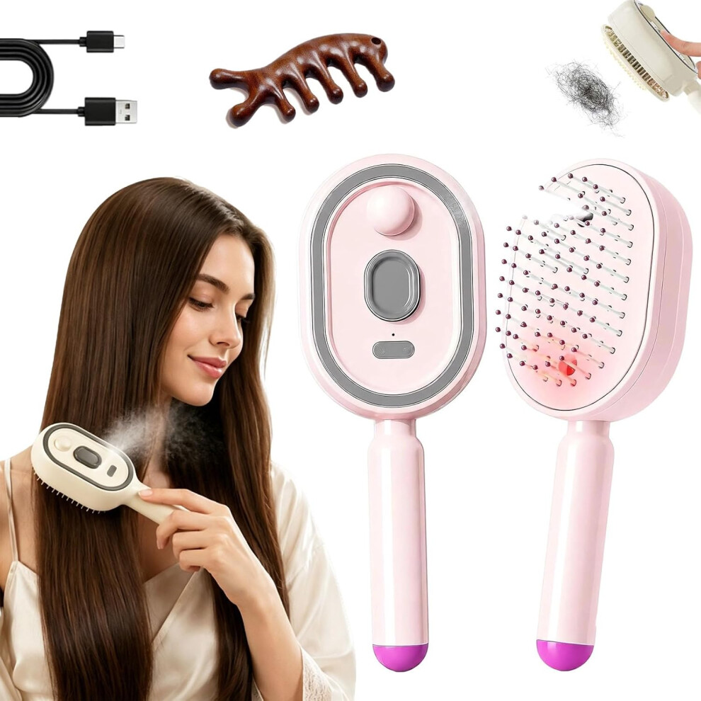 Oimg (Pink, -) 2026 Electric Steam Hair Brush, Detangling Spray Massage Comb
