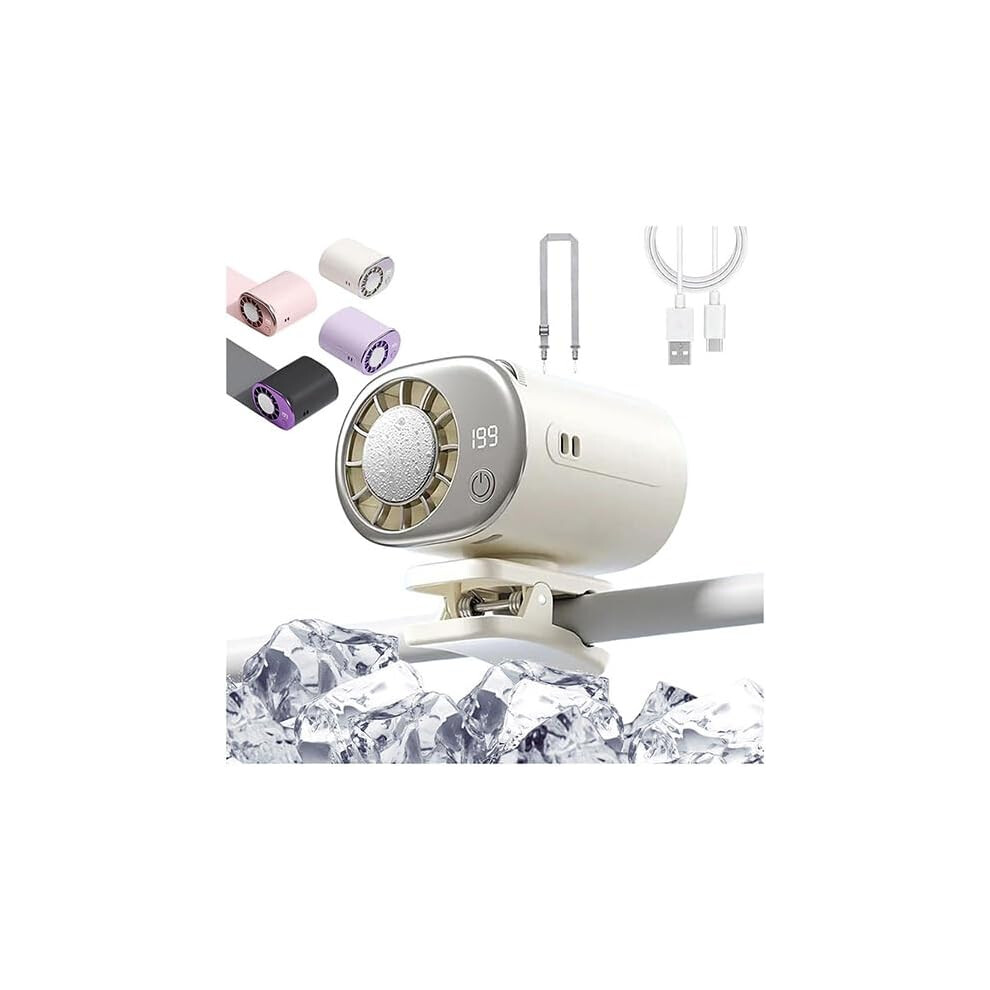 (, -) 2026 Car Clip On Air Conditioner Fan, 360 Rotation Usb Rechargeable White 5437706482161