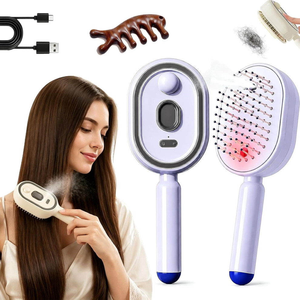 Oimg (Blue, -) 2026 Electric Steam Hair Brush, Detangling Spray Massage Comb