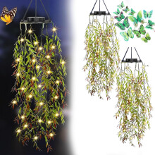 (A-2 PCS, -) Solar-Powered Hanging Milan Grass Light, IP65 Waterproof Artificial Plant