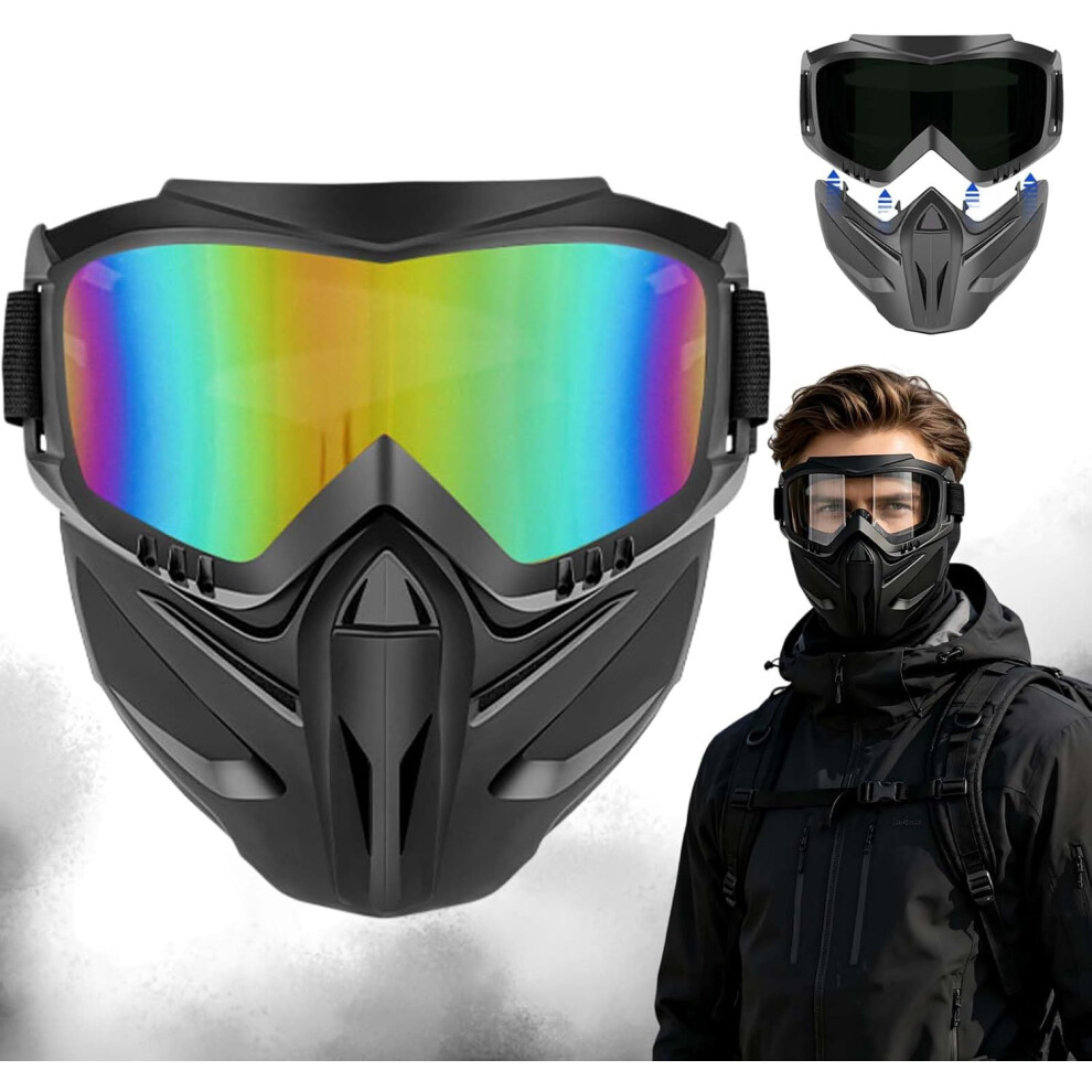 (1Pc Colorful, -) Detachable Full Face Goggle Mask, Anti-Fog Windproof Safety Shield 5437706484639