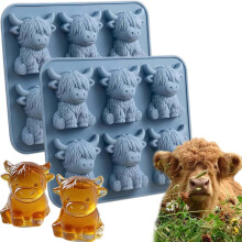 (2pc, -) Hochland Kuh Eiswürfelform, 3D, Silikon, Whiskey, Cocktails, 6 Würfel, Party, Geschenk, 1 Stk