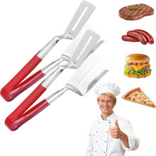 (B-Extended handle, -) Clemă de grătar din oțel inoxidabil, clește de spatulă cu mâner extins anti-opărire