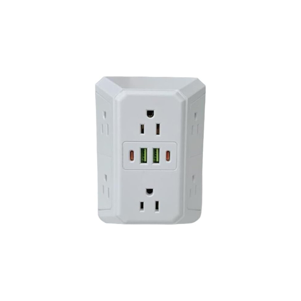 (White, -) Outlet Surge Protector Extender With Usb C, Multi Plug Wall Adapter 5437706488750