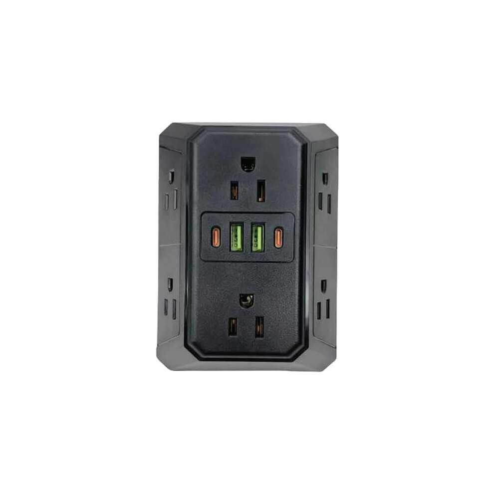 (Black, -) Outlet Surge Protector Extender With Usb C, Multi Plug Wall Adapter 5437706488781