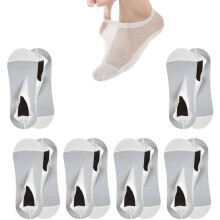 (White, -) Men’s No Show Socks 6 Pairs, Breathable Ice Silk Invisible Socks