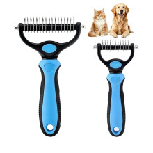 (Blue M+L, -) Dematting Comb for Dogs Cats, Undercoat Rake for Long Hair Pets