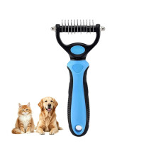 (Blue M, -) Dematting Comb for Dogs Cats, Undercoat Rake for Long Hair Pets