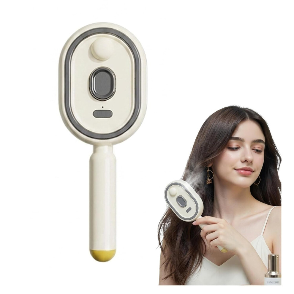 Oimg (Off-White, -) Rechargeable Steam Hair Brush With Red Light, Detangling Massage Comb