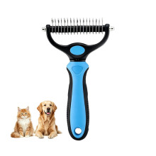 (Blue L, -) Dematting Comb for Dogs Cats, Undercoat Rake for Long Hair Pets