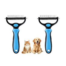 (Blue L*2, -) Dematting Comb for Dogs Cats, Undercoat Rake for Long Hair Pets