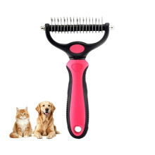 (Pink L, -) Dematting Comb for Dogs Cats, Undercoat Rake for Long Hair Pets