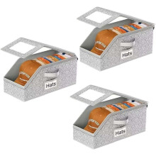 (3PCS, -) Stackable Hat Organiser for Baseball Caps, Breathable Cap Storage Box