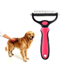 (pink, L) Undercoat Rake Dematting Pet Brush, Deshedding Tool for Long Hair
