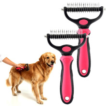 (pink, L+L) Undercoat Rake Dematting Pet Brush, Deshedding Tool for Long Hair