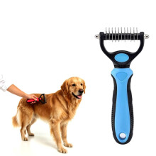 (blue, M) Undercoat Rake Dematting Pet Brush, Deshedding Tool for Long Hair