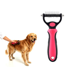 (pink, M) Undercoat Rake Dematting Pet Brush, Deshedding Tool for Long Hair