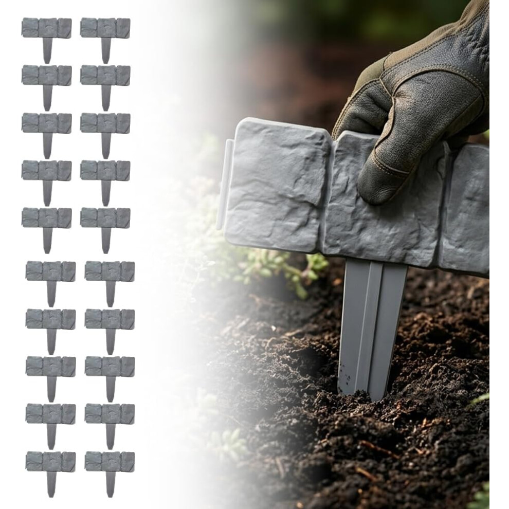 (Black, -) Imitation Stone Garden Fence, Flexible Plastic Lawn Edging Border 5437706490876