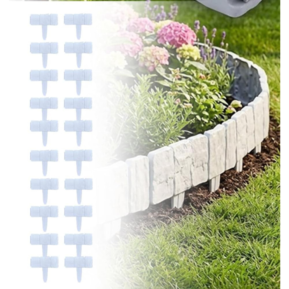 (White, -) Imitation Stone Garden Fence, Flexible Plastic Lawn Edging Border 5437706490883