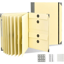 (Yellow, -) Expandable A4 Folio Document Organizer, Multi-Pocket File Folder
