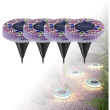 (Purple, -) Mosaic Disk Solar Lights Outdoor, Waterproof Colourful Garden Lights