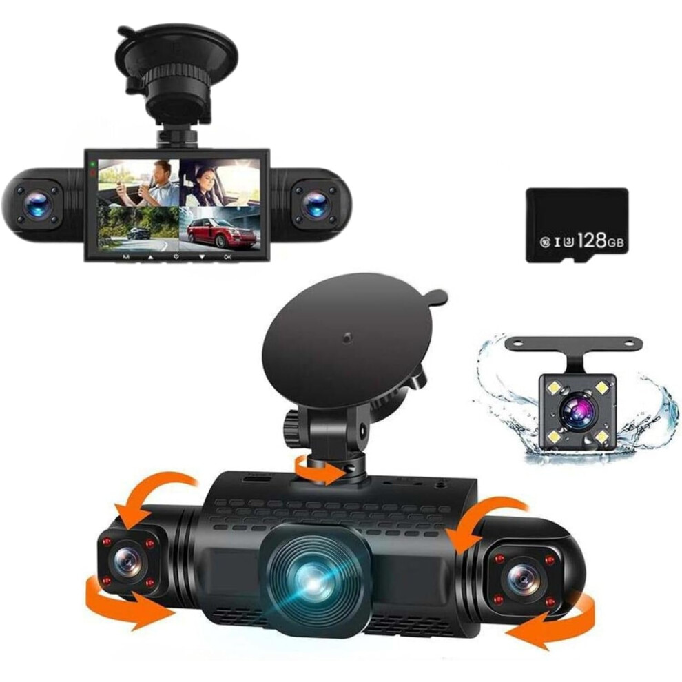 (128Gb Tf, -) 4 Channel Fhd Dash Cam, 1080P Night Vision Parking Mode 128Gb 5437706498773