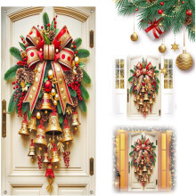 (B, -) Santa Claus Door Frame Banner, 35.4"x70.8" Christmas Door Decor