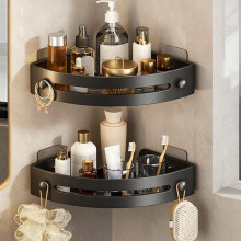 (Black, -) 2-Stuks Hoek Doucherek - Zuignap, Badkamer Organizer