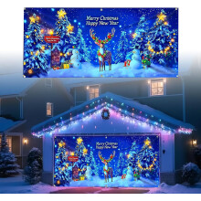 (I, -) Christmas Garage Door Cover Banner with LED, 13.1x6 ft Decor
