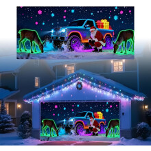 (F, -) Christmas Garage Door Cover Banner with LED, 13.1x6 ft Decor
